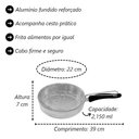 Ver imagem 3 de Frigideira Fritadeira de Alumínio Polido Cesto Tela 22cm