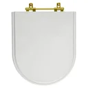 Ver imagem 1 de Assento Sanitário Poliester Belle Epoque Cinza Real Para Vaso Deca Com Ferragem Dourada