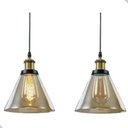 Ver imagem 3 de Pendente Ametista Cone Vidro Âmbar Vintage Moderno Industria