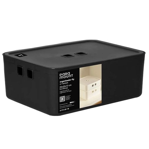 Organizador C/ Tampa 26x20x12 Cm Fly 5,2 Lts Preto Paramount