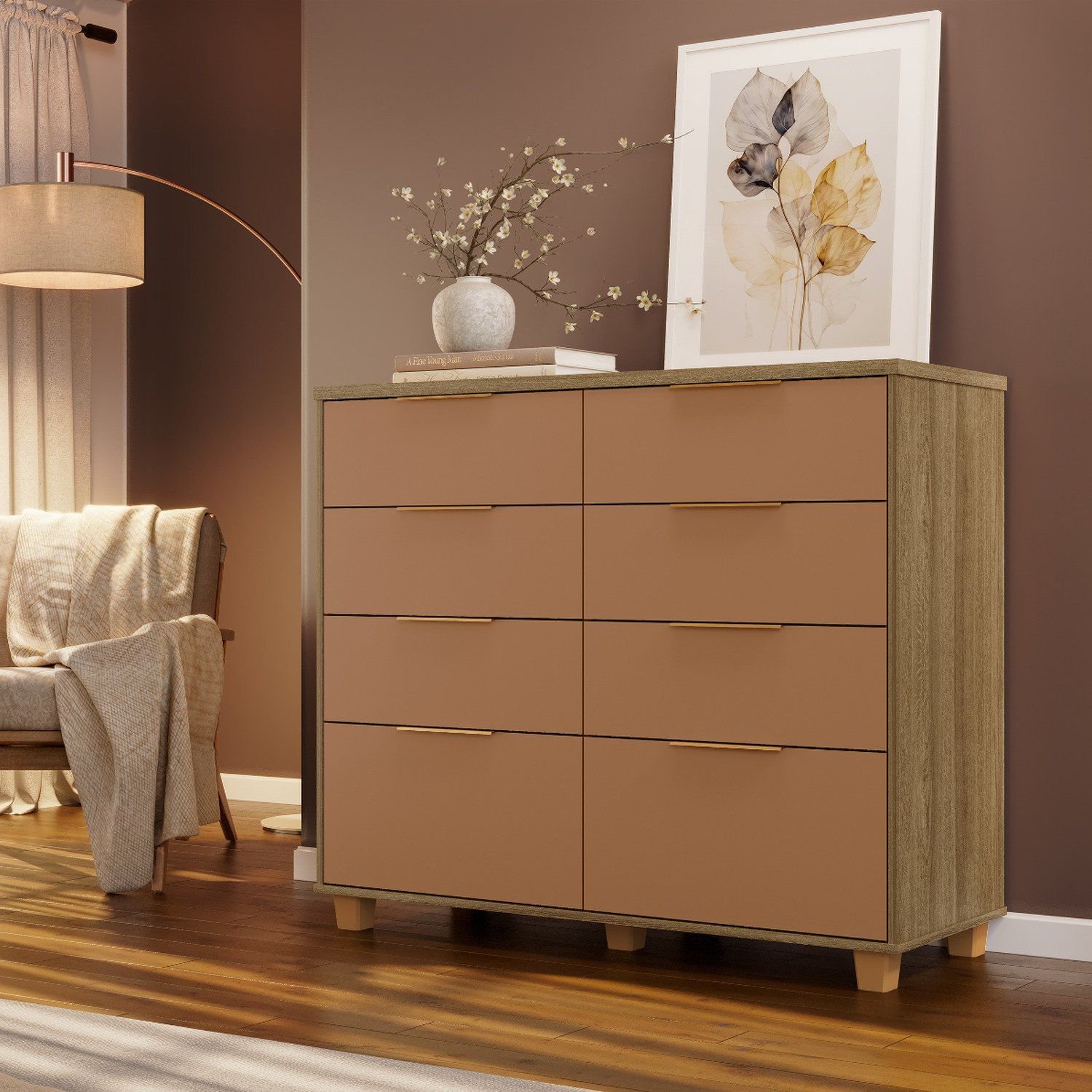 Cômoda para Quarto 8 Gavetas 121cm Dubai Intense Nature