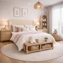Ver imagem 1 de Cabeceira Liz Estofada Luxo para Quarto Juvenil Infantil Bz Bege