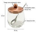 Ver imagem 2 de Açucareiro Pote para Açucar Porta Condimentos Tampa Inox Acabamento Cobre Andrea Acompanha Colher