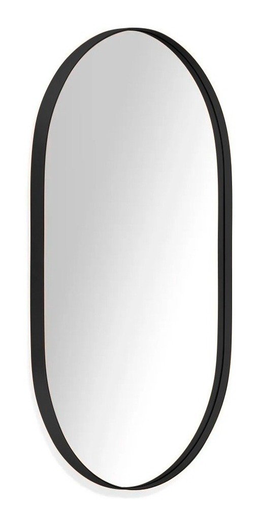 Espelho Grande Oval Moldura Preta 80x50 - 2