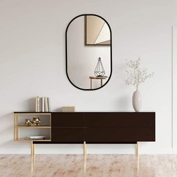 Espelho Grande Oval Moldura Preta 80x50 - 3