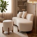Ver imagem 7 de Conjunto Sofá Curvo Orgânico + 01 Puff Luna Boucle Off White - Montanaris Decor