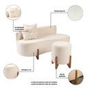 Ver imagem 3 de Conjunto Sofá Curvo Orgânico + 01 Puff Luna Boucle Off White - Montanaris Decor