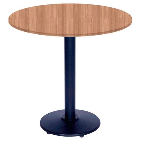 Mesa Zeta Ferro Preto 75 Cm (alt) Disco Redondo Tampo Mdp Redondo 60 Cm Larg X 2,5 Cm (alt) Noce Nat