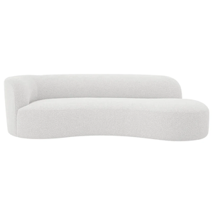 Recamier Orgânico Curvo Sala 2 Lugares Lado Direito Tokyo 140cm Bouclé Branco - Incasa Decor
