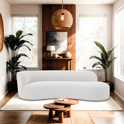 Recamier Orgânico Curvo Sala 2 Lugares Lado Direito Tokyo 140cm Bouclé Branco - Incasa Decor - 2