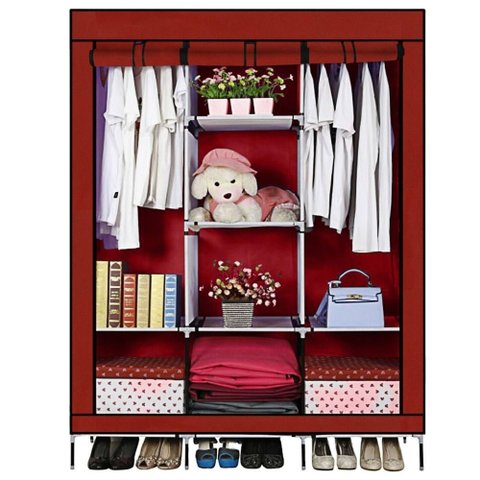 Guarda Roupa Grande Portatil Armario Arara Cabideiro Dobravel Roupeiro Prateleiras Sapateira