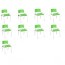 Ver imagem 1 de Kit 9 Cadeira Iso Infantil Creche, Base Branco Verde Claro