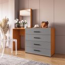 Ver imagem 1 de Cômoda Penteadeira Valência 4 Gavetas Espelho 149x160cm Cinza/Freijó 250803