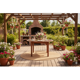 Mesa Redonda em Madeira Maciça com Furo para Ombrelone - 2