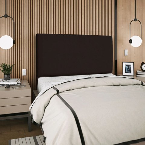 Cabeceira Cama Box Organica Casal 140cm Luna Suede C/frame Marrom