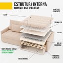 Ver imagem 4 de Sofá Cama Bélgica Retrátil e Reclínável 2,10m em Linho Columbia Premium Verde Militar - Home Mobily