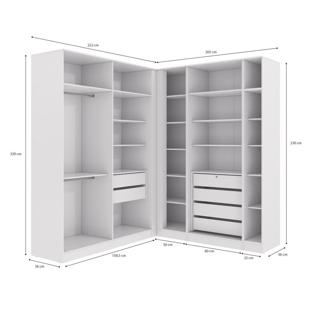 Conjunto Closet Kappesberg Adapt Branco 5 Peças 222cm X 205cm - 3