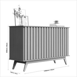 Buffet Aparador 3 Portas Ripado Mdf 1.36 Juçara Ofertamo - 4