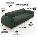 Ver imagem 4 de Sofá 03 Lugares Para Sala de Estar Kiev 230 cm D02 Linho Verde Musgo C-117 - Lyam Decor