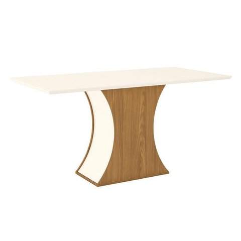 Mesa de Jantar Luiza 160 Cm Canto Reto sem Vidro Nature Off White – Henn