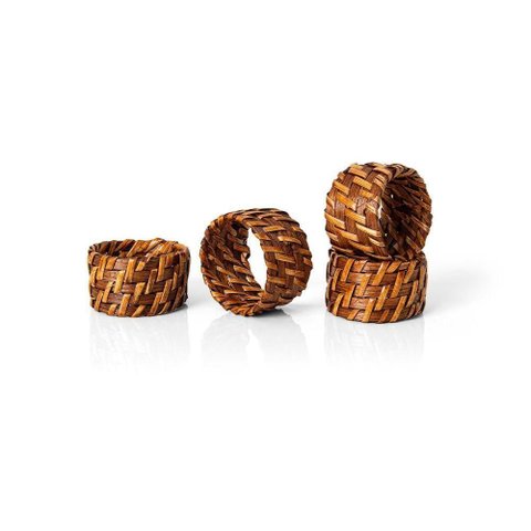 Anel de Guardanapo Copa e Cia 4 Peças Rattan e Bambu Natural
