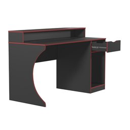 Mesa Gamer Poki Preto Fosco Vermelho Banana Bit Mobler Mesa para Computador - 3