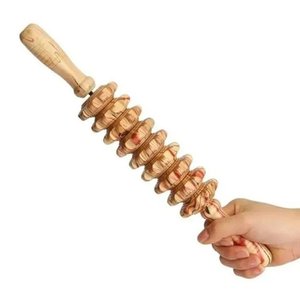 Rolo Bastão Massageador Manual Espiga Madeira Maderoterapia Corporal Mundo Thata