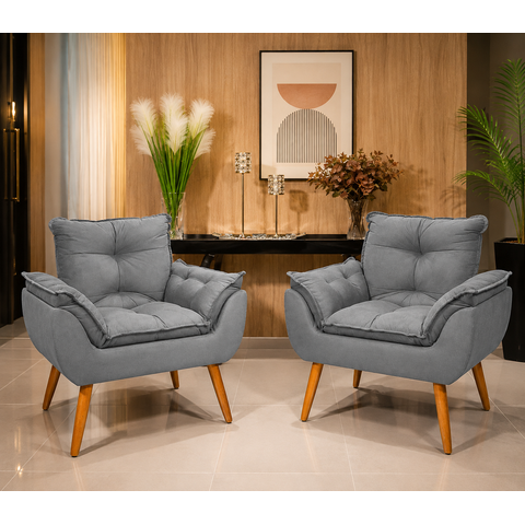 Kit 2 Poltronas Opala:cinza