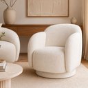Ver imagem 2 de Poltrona Decorativa Oliva Base Giratória Bouclé Off White - Sallar Home