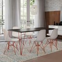 Ver imagem 1 de Mesa Sala De Jantar Industrial Preta 135X75 Com 6 Cadeiras Bracas De Ferro Cobre Cor: Preto