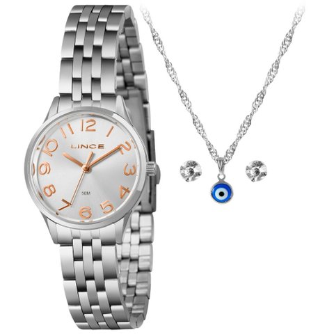 Relógio Pulso Quartz Analógico Lince Lrmh196l30 + Brinde Prata Unico