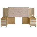 Ver imagem 2 de Cabeceira Casal Extensível com 2 Mesas de Apoio Ripado e Estofado Cinamomo com Off White Suíça -