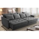 Ver imagem 1 de Sofá Cama Retrátil e Reclinável 2,30m com Molas Carol Veludo Cinza Adonai Estofados