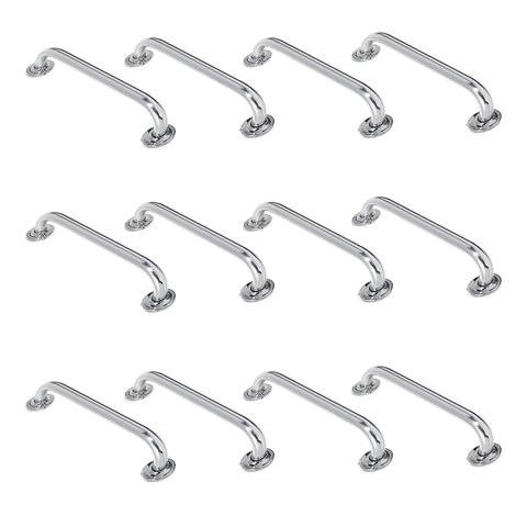 Alça de Apoio Barra Inox 50xm Kit 12 Unidades Banheiro Acessibilidade Idoso Cadeirante Deficiente Co