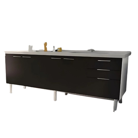 Gabinete de Cozinha Armário Pia 3 Gavetas e 4 Portas 194cm:preto