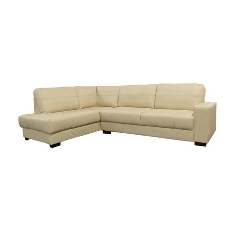 Sofá de Couro Canto Marrocos 3 Lugares com Chaise Esquerda Manteiga Pigmentado - Mempra Design