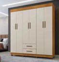 Ver imagem 1 de Guarda Roupa Casal 6 Portas 2 Gavetas com Pés 170cm Copacabana Cinamomo/Off White - Benetil