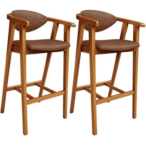 Kit 02 Banquetas Alta Cozinha Bancada Bar Sala de Jantar Fixa Cecília L02 Couríssimo Marrom - Lyam D