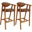 Ver imagem 1 de Kit 02 Banquetas Alta Cozinha Bancada Bar Sala de Jantar Fixa Cecília L02 Couríssimo Marrom - Lyam D