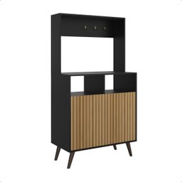 Cantinho Café Retrô Cozinha Moderna Multiuso Balcão 2 Portas:preto/ripado - 5