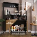 Ver imagem 3 de Cantinho Café Retrô Cozinha Moderna Multiuso Balcão 2 Portas:preto/ripado