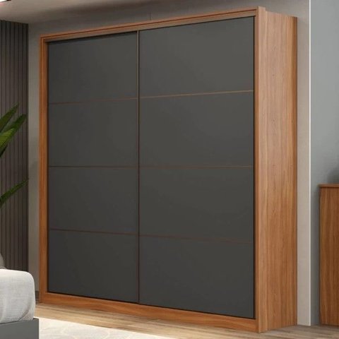 Guarda Roupa Casal Belga 2 Portas Madeira - Élpis Móveis - Amêndola Touch/grafito