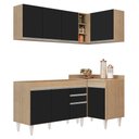 Ver imagem 1 de Armário de Cozinha Modulado de Canto Esquerdo 4 Peças Cp46 Balcão sem Tampo Castanho/preto - Lumil L