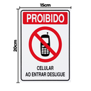 Ver imagem 2 de Combo 3 Placas De Sinalização Proibido Celular Ao Entrar Desligue 15x20 Acesso - S-229 F9e