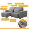 Sofá Retrátil 250 Cm Reclinável Espuma D28 Duplo Molejo Linho Cinza Claro - Grandellar - 3
