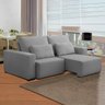 Sofá Retrátil 250 Cm Reclinável Espuma D28 Duplo Molejo Linho Cinza Claro - Grandellar - 1