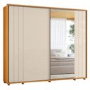 Ver imagem 1 de Guarda Roupa Casal Dalí Ripado 2 Portas Deslizantes Cinamomo/off White com 4 Espelhos - Madetec