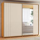 Ver imagem 2 de Guarda Roupa Casal Dalí Ripado 2 Portas Deslizantes Cinamomo/off White com 4 Espelhos - Madetec