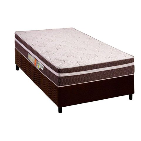 Cama Box Solteiro: Colchão Ortopédico Polar D28 Orthoface Vip Brown + Base Crc Suede Brown (88x188