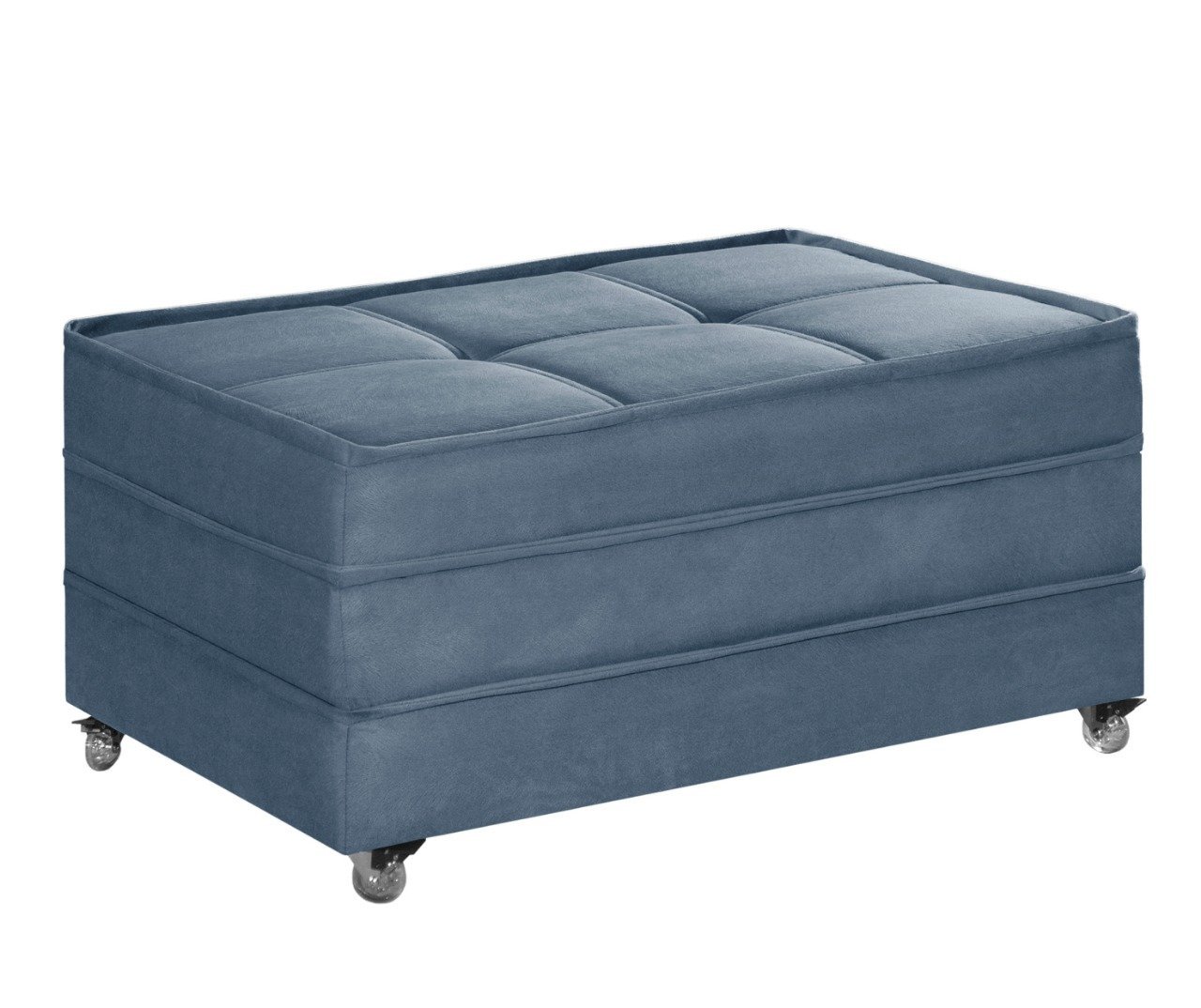 Puff Cama Solteiro Dobravel com Rodízios Lindecor Cor Azul